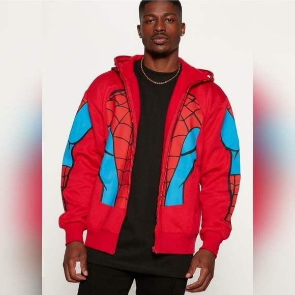 MARVEL Spider-Man Zip Up Hoodie Face Mask NWOT - Halloween, Cosplay - Picture 2 of 16